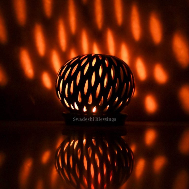 Swadeshi Blessings Exclusive Range HandMade Clay Tea Light/ Candle Holder/Ethnic Home Decoration/Handmade Clay Diyas for Pooja Room & Living Room