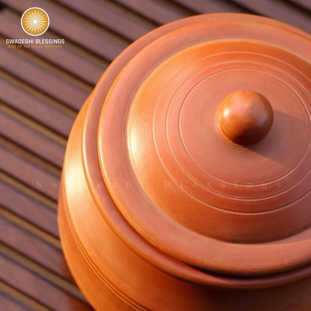 Unglazed Clay Pot for Cooking with Lid/ Lead Free Clay Cooking Pot/ Handmade Earthen Pot/ Clay Handi/ Earthen Kadai/ Curry, Biryani Pots & Free ASH for Cleaning