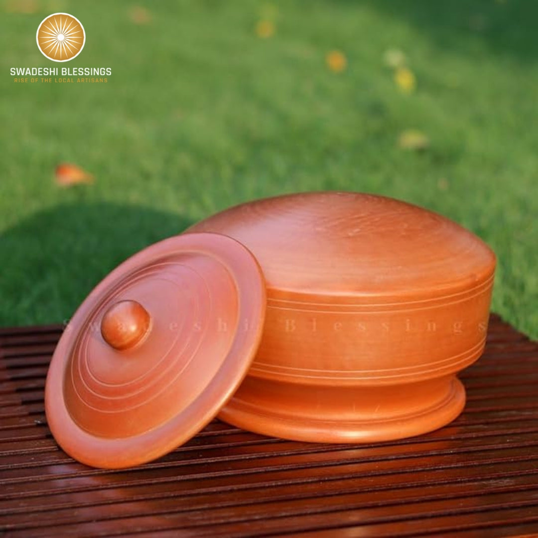 Unglazed Clay Pot for Cooking with Lid/ Lead Free Clay Cooking Pot/ Handmade Earthen Pot/ Clay Handi/ Earthen Kadai/ Curry, Biryani Pots & Free ASH for Cleaning