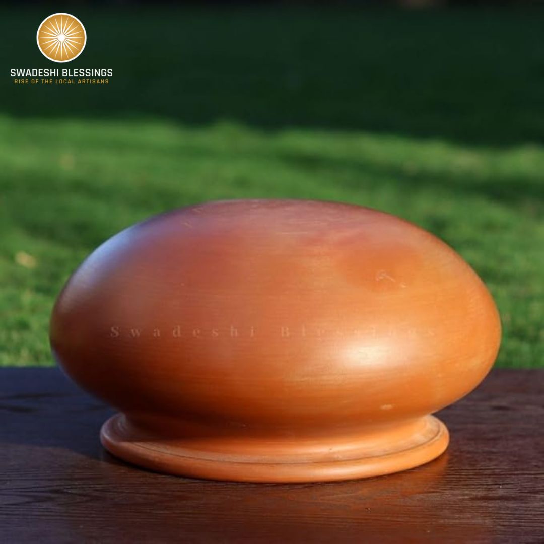 Unglazed Clay Handi/ Handmade Clay Pot for Cooking & Serving with Lid/ Biryani Clay Cookware/ Earthenware Large/ Earthen Kadai(with Natural Mirror Shine) +Free ASH for Cleaning