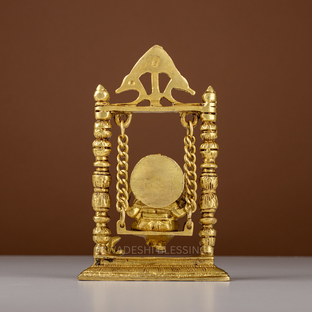 Pure Brass Ganesha Palna Murti / Ganesh Palna Idol - 8.5 Inch