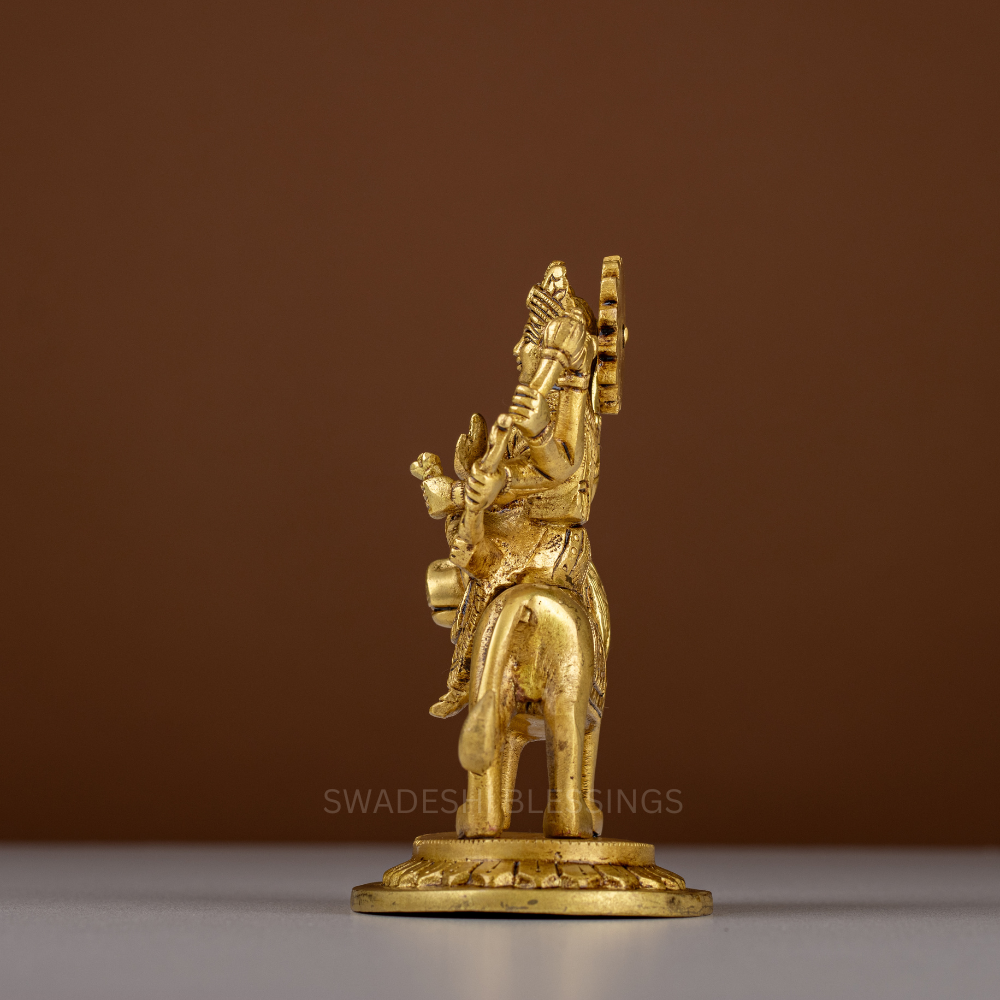 Pure Brass Durga Murti / Maa Durga Statue on Lion - 5.5 Inch