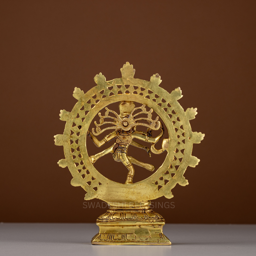 Pure Brass Nataraja Idol / Brass Natraj Murti - 8.25 Inch