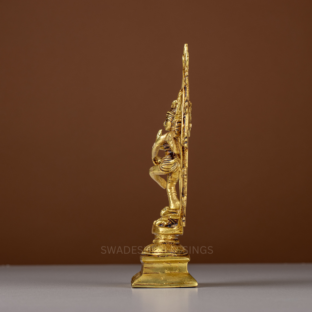 Pure Brass Nataraja Idol / Brass Natraj Murti - 8.25 Inch
