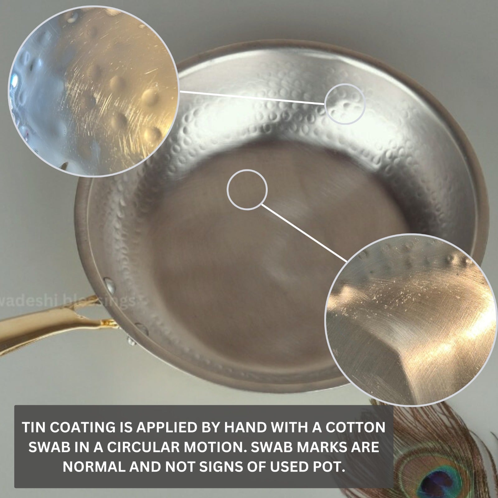 Swadeshi Blessings Exclusive Range Brass Frying Pan for Cooking, without Lid/Teflon-Free/Naturally Non-Stick Brass Utensils with Tin Coating