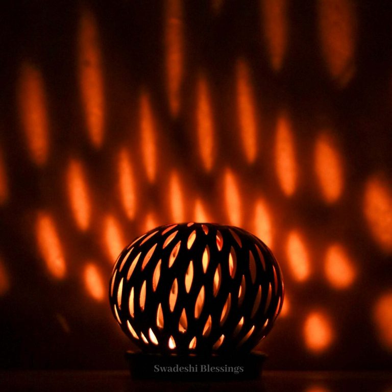 Swadeshi Blessings Exclusive Range HandMade Clay Tea Light/ Candle Holder/Ethnic Home Decoration/Handmade Clay Diyas for Pooja Room & Living Room