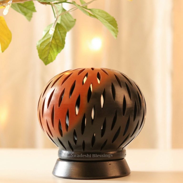 Swadeshi Blessings Exclusive Range HandMade Clay Tea Light/ Candle Holder/Ethnic Home Decoration/Handmade Clay Diyas for Pooja Room & Living Room