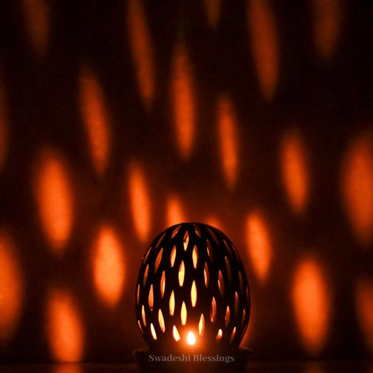 Swadeshi Blessings Exclusive Range HandMade Clay Tea Light/ Candle Holder/Ethnic Home Decoration/Handmade Clay Diyas for Pooja Room & Living Room