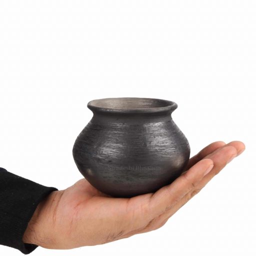 Swadeshi Blessings Exclusive HandMade Range- Unglazed Earthen Dahi Handi/Curd Pot/Clay Pots Set of 6 Also for Serving(300 ml Each), (with Natural Firing Shade & Mirror Shine) + Free ASH