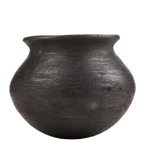 Swadeshi Blessings Exclusive HandMade Range- Unglazed Earthen Dahi Handi/Curd Pot/Clay Pots Set of 6 Also for Serving(300 ml Each), (with Natural Firing Shade & Mirror Shine) + Free ASH