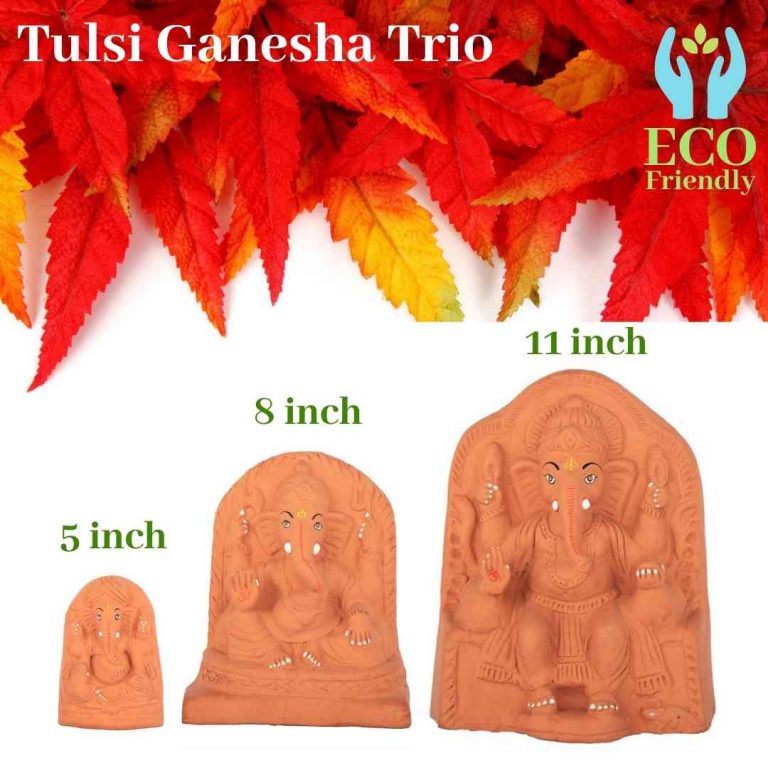 Swadeshi Blessings™️ Handmade 100% Eco-Friendly Tulsi Ganesha Kit-8 Inches & 5 Inches Combo