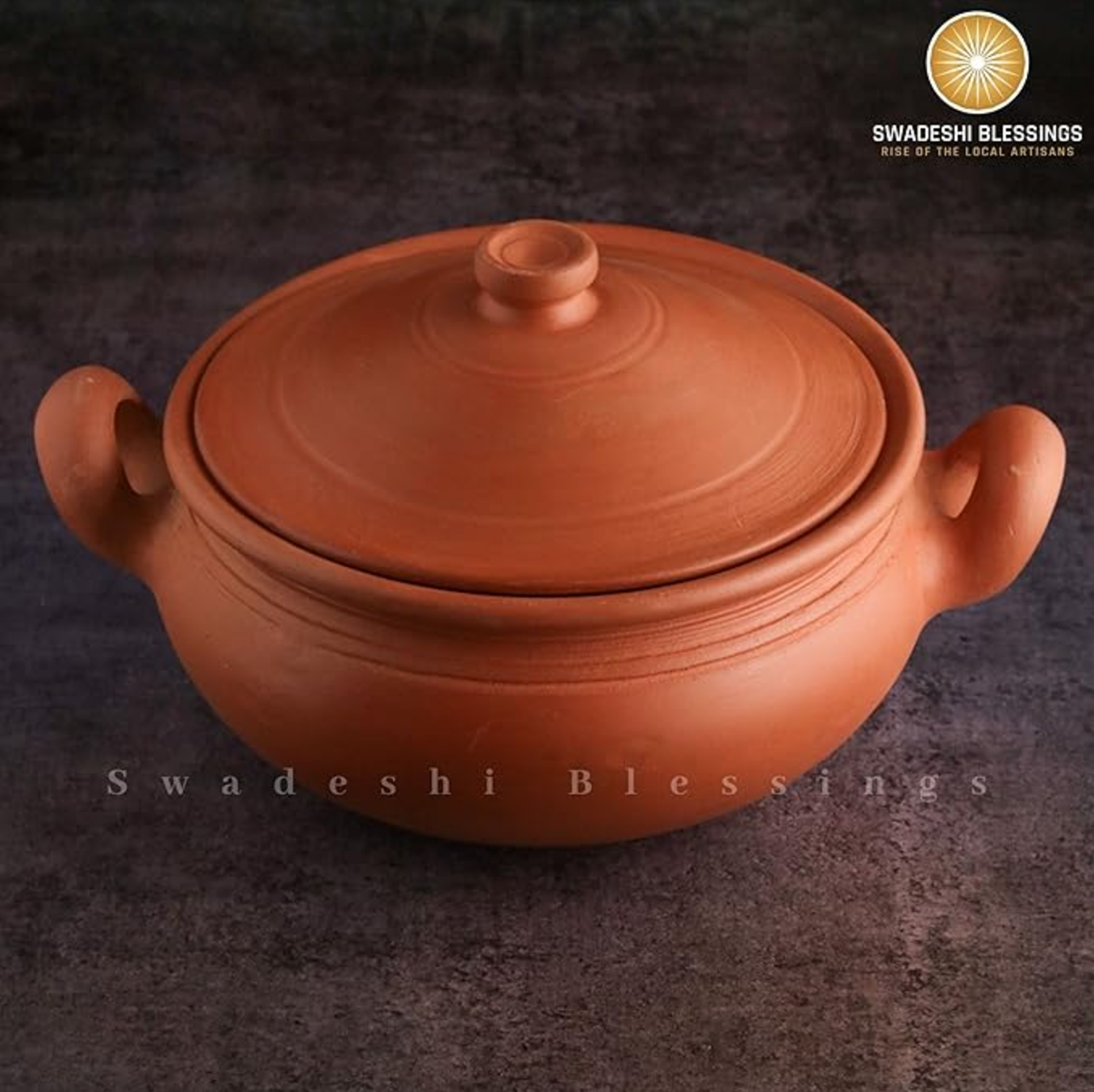 Unglazed Clay Pot For Cooking & Serving with Lid/ Handmade Earthen Kadai / Mud Handi/ Mitti Ke Bartan (With Mirror Finish) + FREE ASH For Cleaning