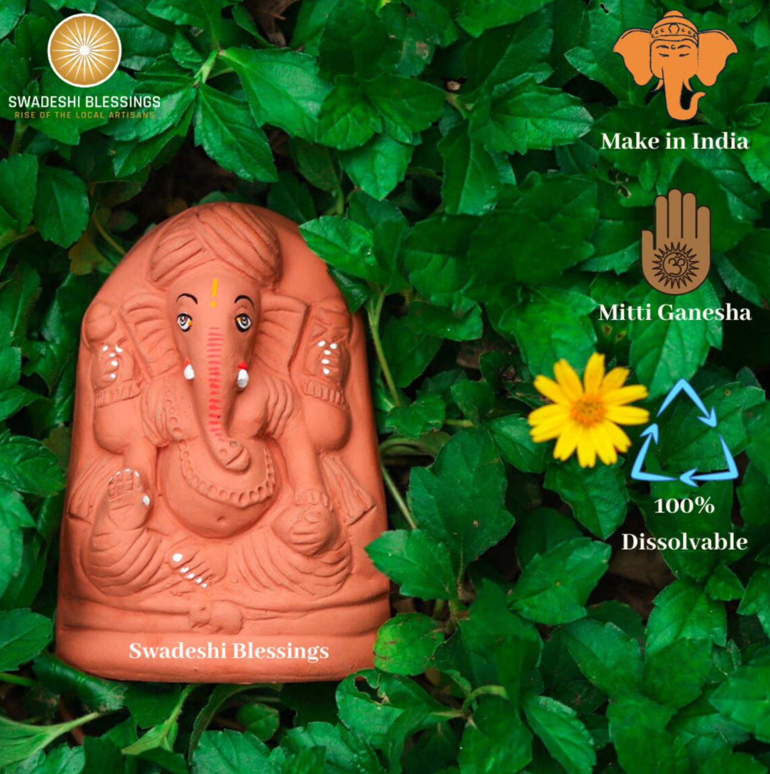 Swadeshi Blessings™️ Handmade 100% Eco-Friendly Tulsi Ganesha Kit-5-11 Inches