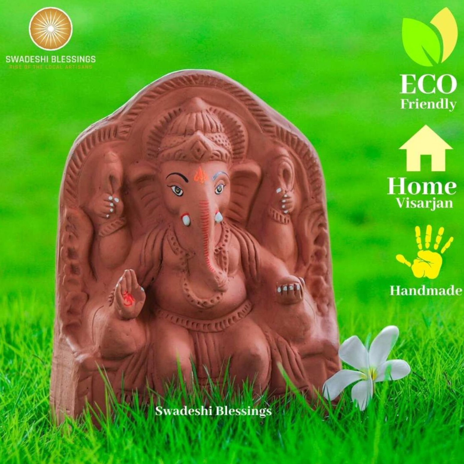 Swadeshi Blessings™️ Handmade 100% Eco-Friendly Tulsi Ganesha Kit-5-11 Inches