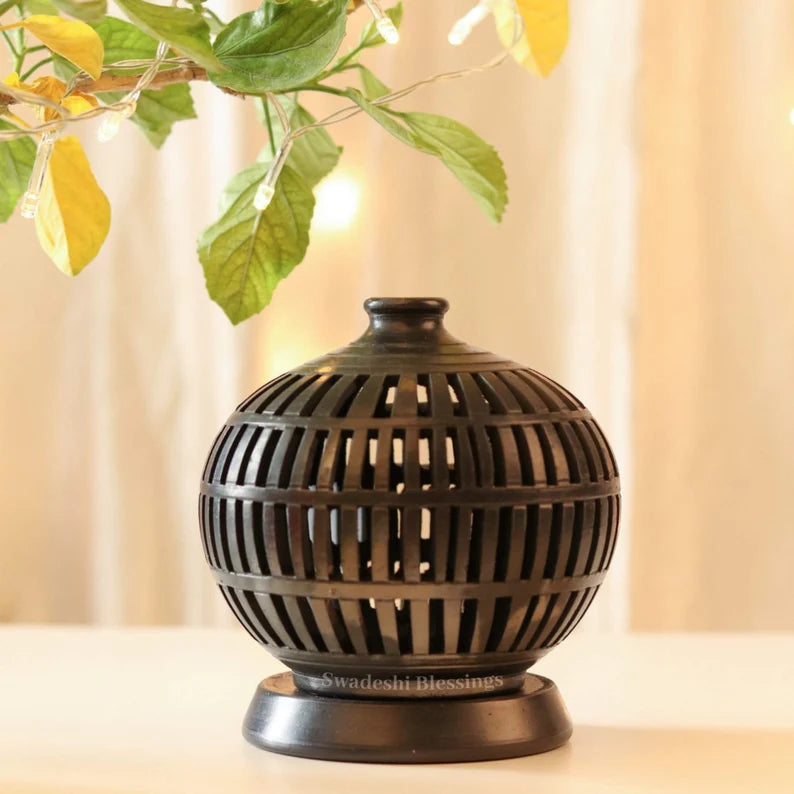 Swadeshi Blessings Exclusive Range HandMade Clay Tea Light/ Candle Holder/Ethnic Home Decoration/Handmade Clay Diyas for Pooja Room & Living Room