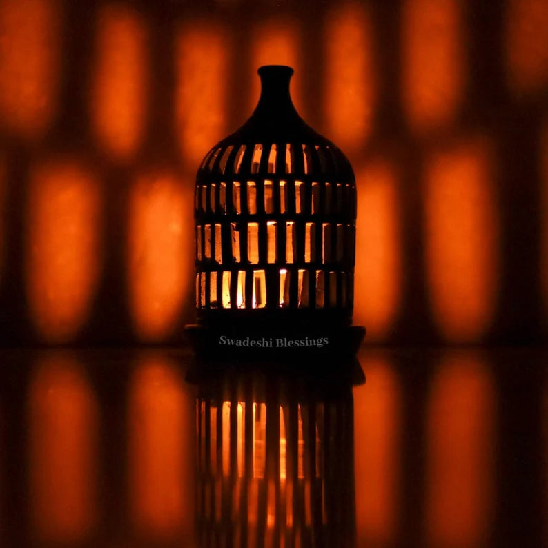 Swadeshi Blessings Exclusive Range HandMade Clay Tea Light/ Candle Holder/Ethnic Home Decoration/Handmade Clay Diyas for Pooja Room & Living Room