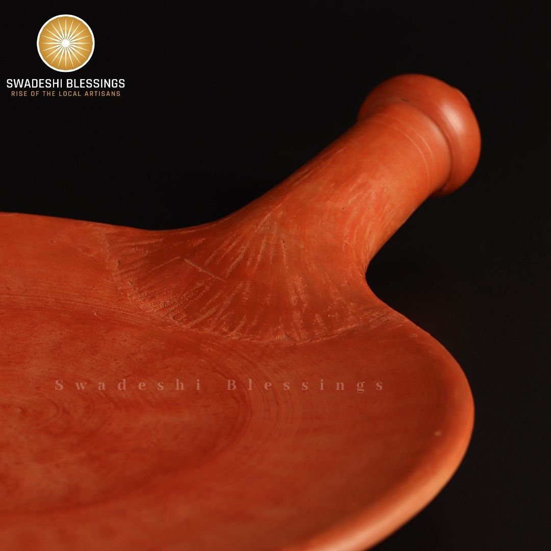 Unglazed HandMade Clay Tawa/ Mitti, Earthen Tawa For Roti, 10 Inch (Swadeshi Blessings Ayurveda Range) Indian Terracotta Tawa/ Bread Maker