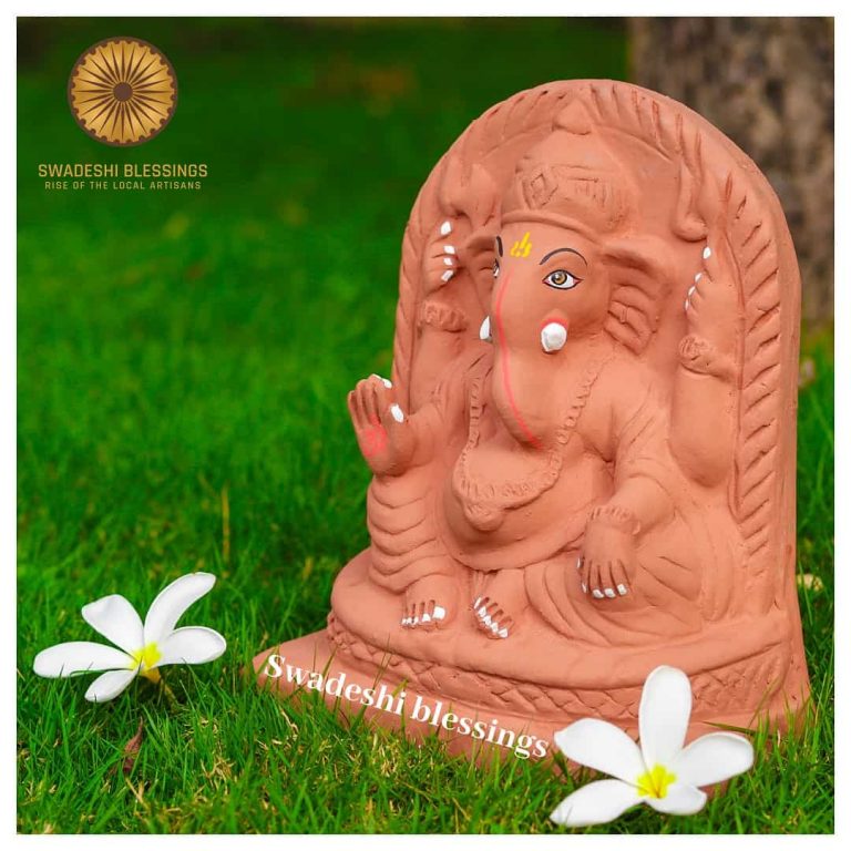 Swadeshi Blessings™️ Handmade 100% Eco-Friendly Tulsi Ganesha Kit-8 Inches & 5 Inches Combo