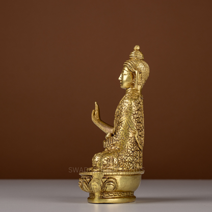 Pure Brass Buddha Idol / Gautama Buddha Statue - 8 inch