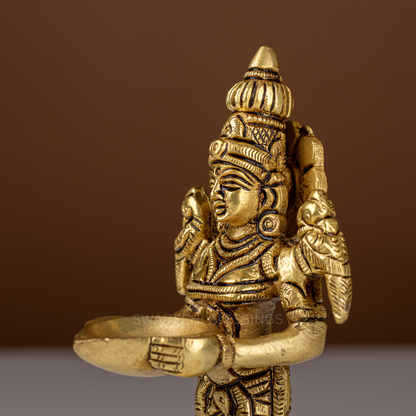 Pure Brass Deepalakshmi Pair / Lakshmi Diya Statue - 7 inch