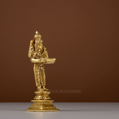 Pure Brass Deepalakshmi Pair / Lakshmi Diya Statue - 7 inch