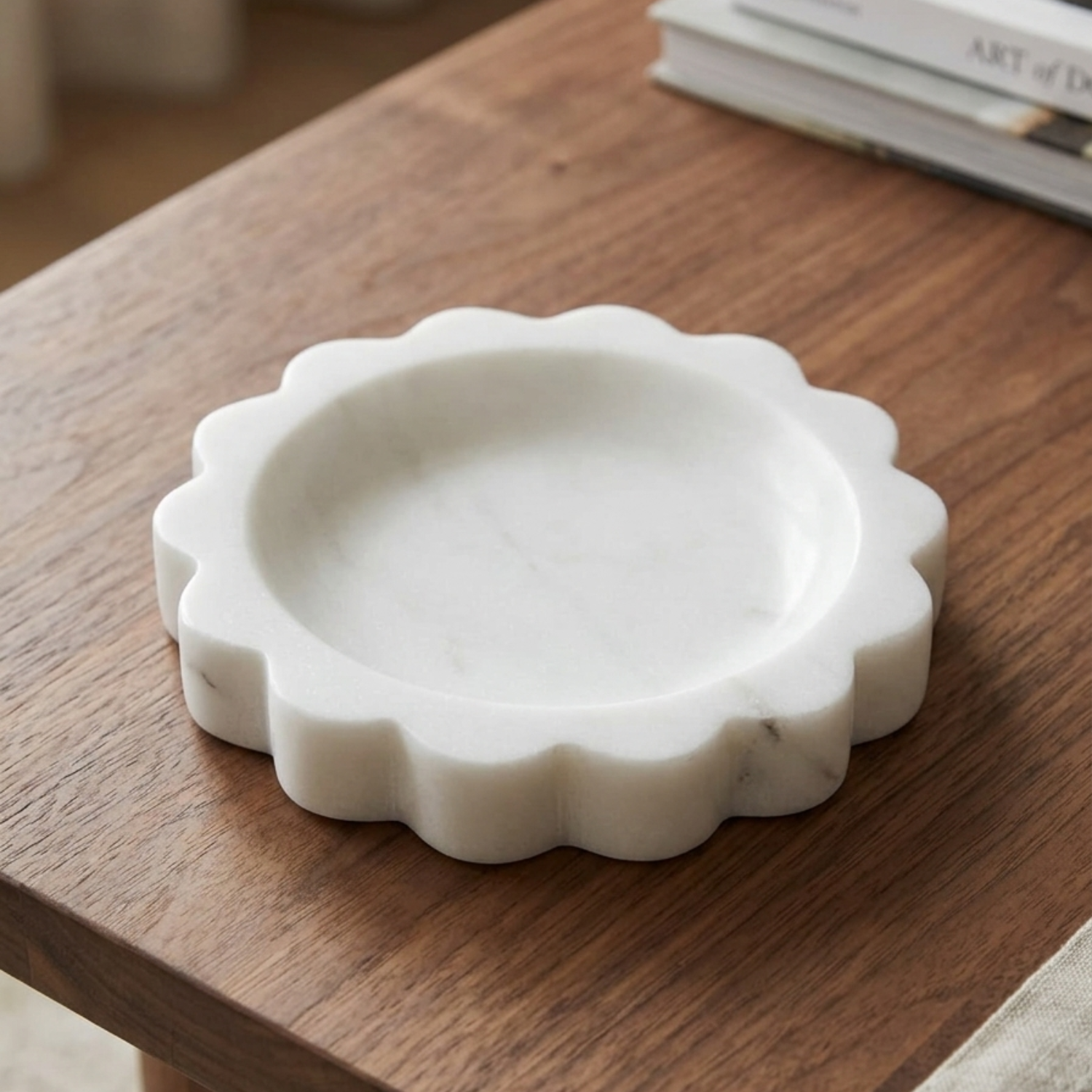 Handcrafted Marble Jewelry Tray, Decorative Trinket Dish for Rings Earrings Necklace Bracelet, Key Bowl, Ideal Gift for Mother Sister Daughter Friends, Birthday Wedding Christmas 5 inches