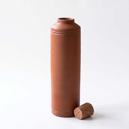 Swadeshi Blessings HandMade Clay Water Bottle, 1L/100% Eco-Friendly Earthen Water Tumbler/Indian Traditional Water Dispenser/Terracotta Water Jug/Clay Tumbler