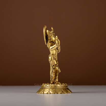 Pure Brass Krishna Murti / Flute Playing Krishna Statue - 6.5 Inch