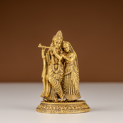 Pure Brass Radha Krishna Murti / Radha Krishna Statue - 4 Inch
