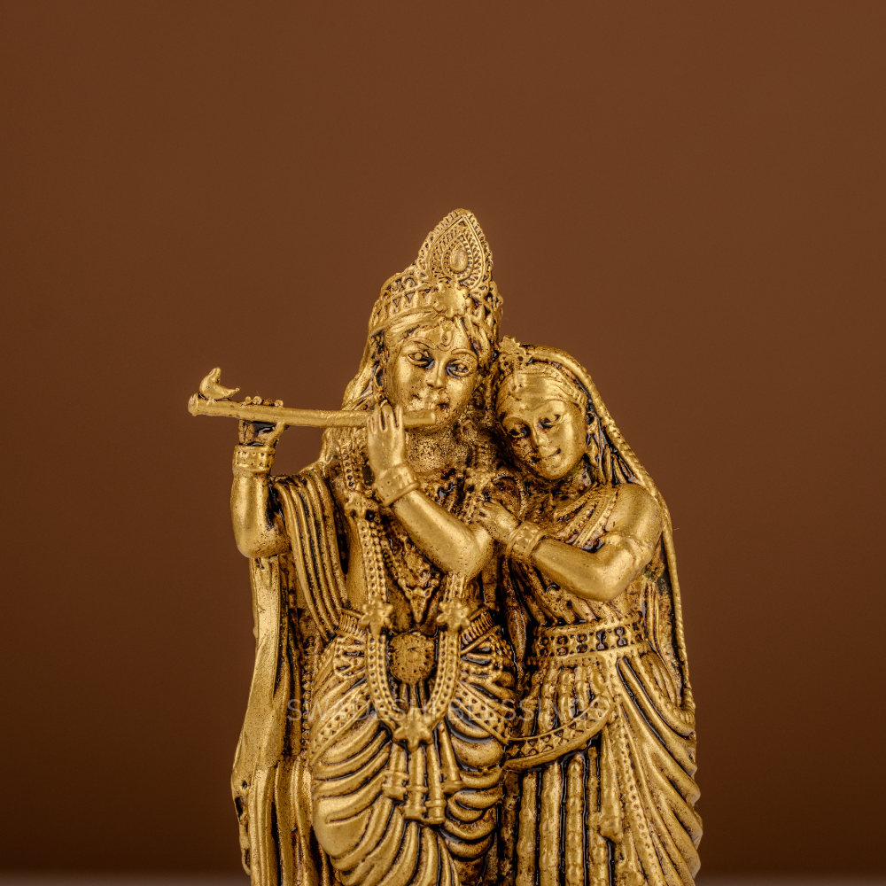 Pure Brass Radha Krishna Murti / Radha Krishna Statue - 4 Inch
