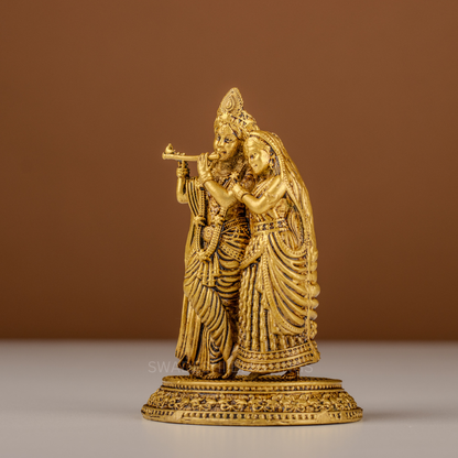 Pure Brass Radha Krishna Murti / Radha Krishna Statue - 4 Inch