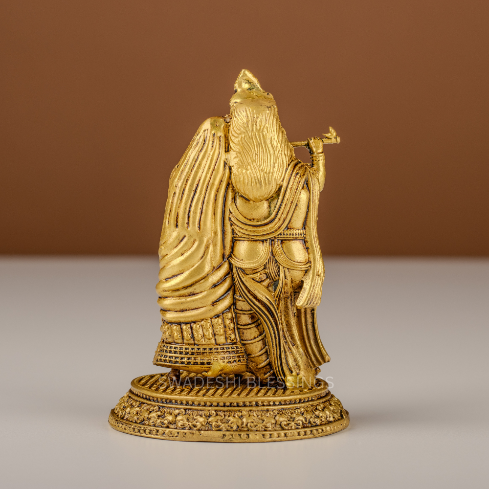 Pure Brass Radha Krishna Murti / Radha Krishna Statue - 4 Inch