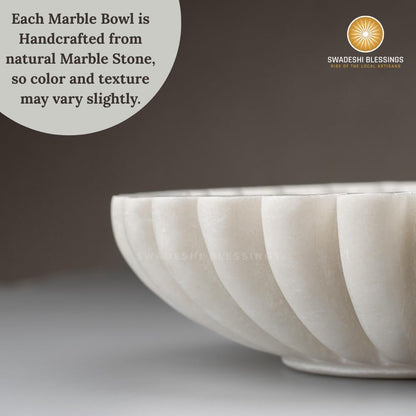 Swadeshi Blessings HandCrafted Marble Ruffle Bowl /Antique Scallop Bowl /Fluted Bowl