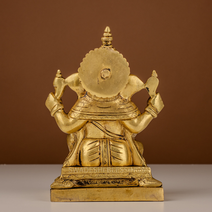 Pure Brass Ganesha Murti / Lord Ganesha Statue - 9 Inch