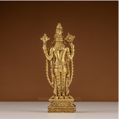 Pure Brass Tirupati Balaji Idol / Venkateshwara Statue - 8 inch