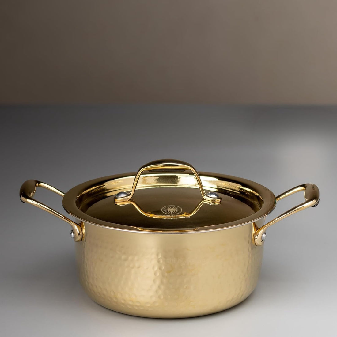 Swadeshi Blessings Exclusive Range Brass Bhagona for Cooking, with Lid/Teflon-Free/Naturally Non-Stick Brass Utensils with Tin Coating