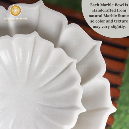 HandCrafted Marble Lotus Bowl | Organic Modern Home Decor Bowl | Fruit Bowl | Vintage Ring Dish | Decorative Flower Bowl | HouseWarming Gifts | Wedding Gifts| Urli | 6-12 Inches