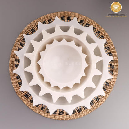 HandCrafted White Marble Decorative Bowl | Ruffle Bowl for Home Decor | Scalloped Bowl | Fluted Bowl | Organic Modern Home Decor Bowl