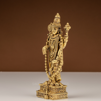 Pure Brass Tirupati Balaji Idol / Venkateshwara Statue - 8 inch