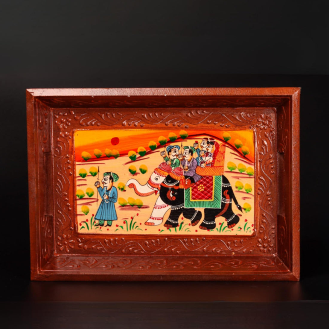 Wooden Tray for Serving- Handcrafted &amp; Hand-Painted for Kitchen/Table &amp; Home Decor/Gifts,  (Single Tray) (Brown)