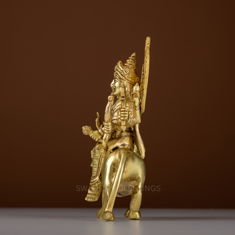 Pure Brass Durga Idol / Maa Durga Statue - 8.5 Inch