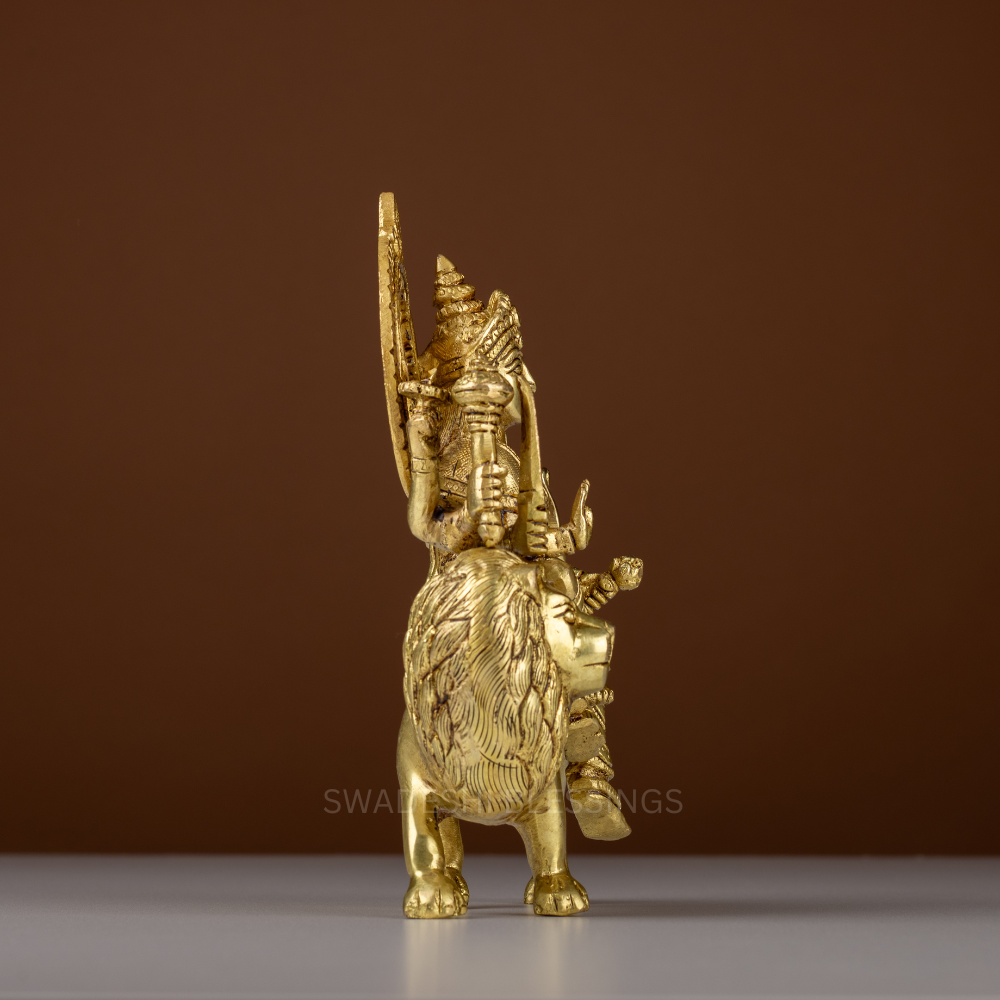Pure Brass Durga Idol / Maa Durga Statue - 8.5 Inch