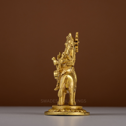 Pure Brass Durga Murti / Maa Durga Statue on Lion - 5.5 Inch
