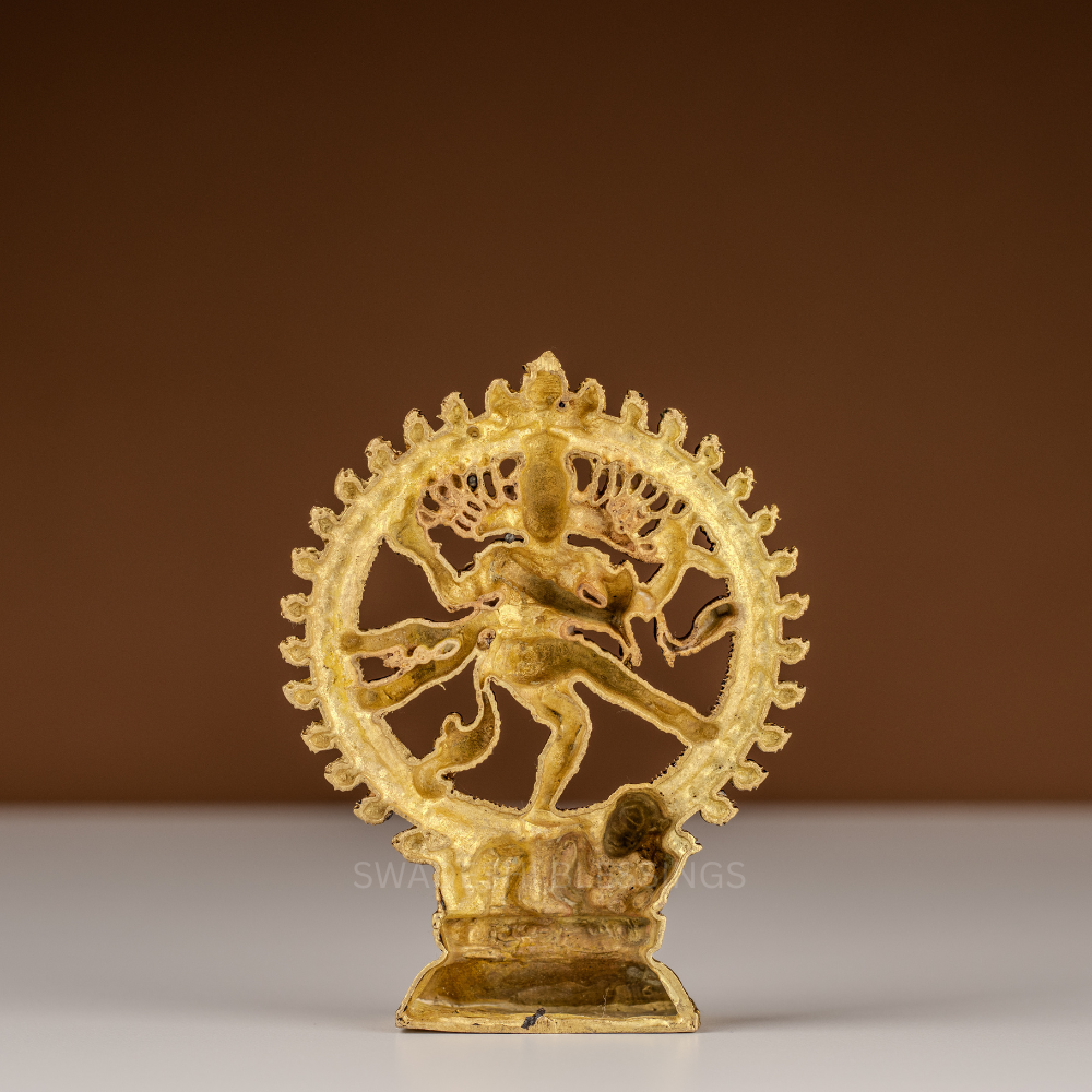 Pure Brass Nataraj Murti / Dancing Shiva Statue - 5 Inch