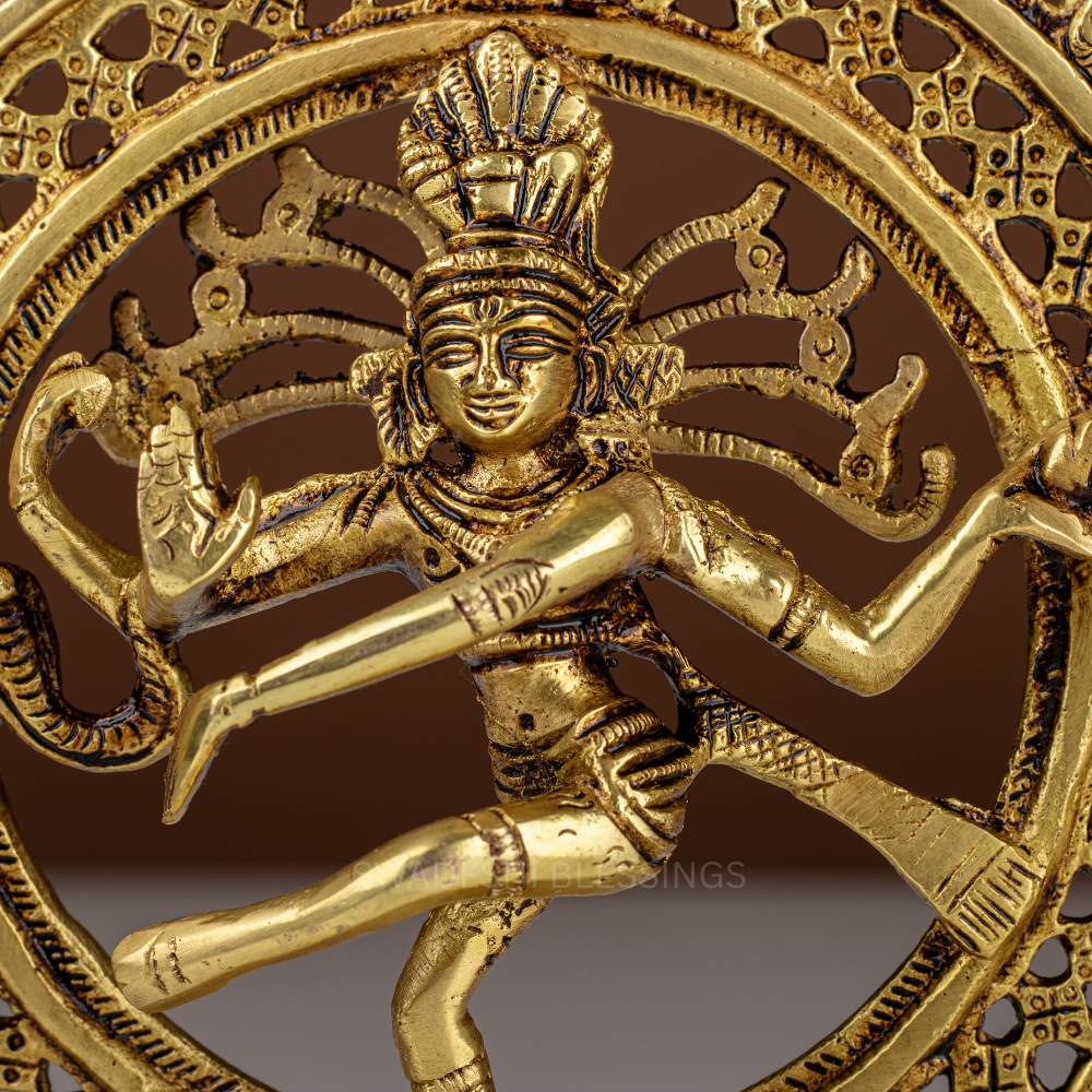 Pure Brass Nataraja Idol / Brass Natraj Murti - 8.25 Inch