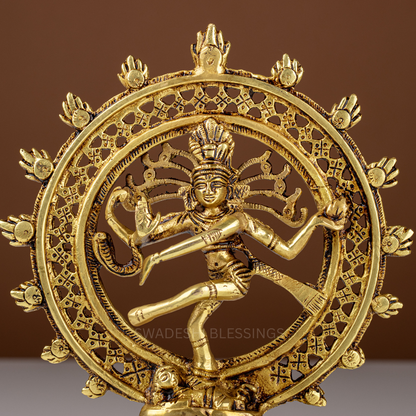 Pure Brass Nataraja Idol / Brass Natraj Murti - 8.25 Inch