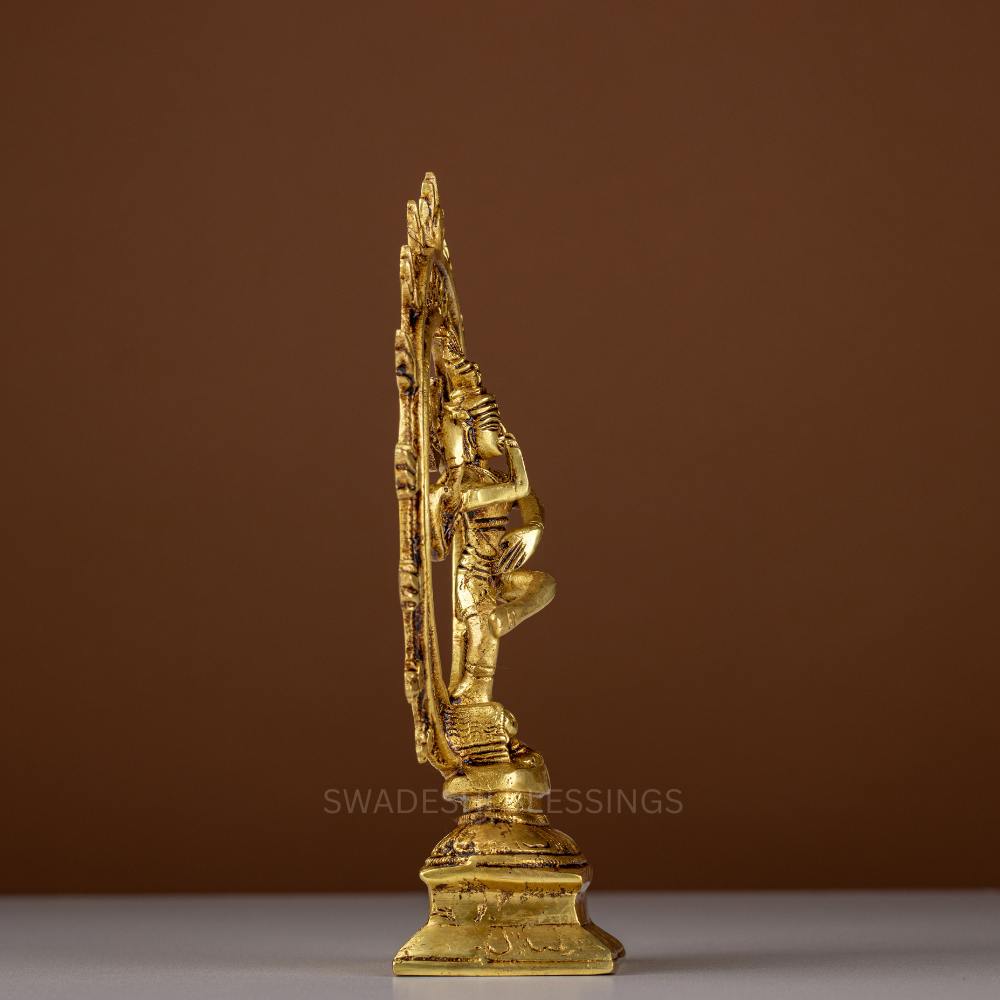 Pure Brass Nataraja Idol / Brass Natraj Murti - 8.25 Inch