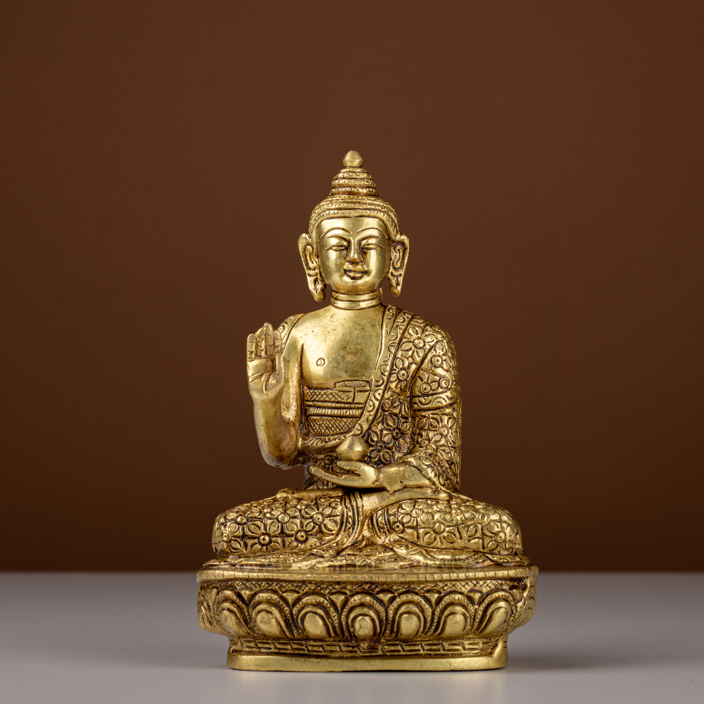 Pure Brass Buddha Idol / Gautama Buddha Statue - 8 inch