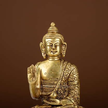 Pure Brass Buddha Idol / Gautama Buddha Statue - 8 inch
