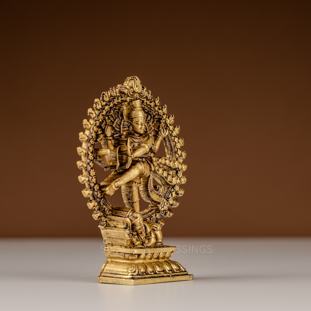 Pure Brass Nataraj Murti / Dancing Shiva Statue - 5 Inch